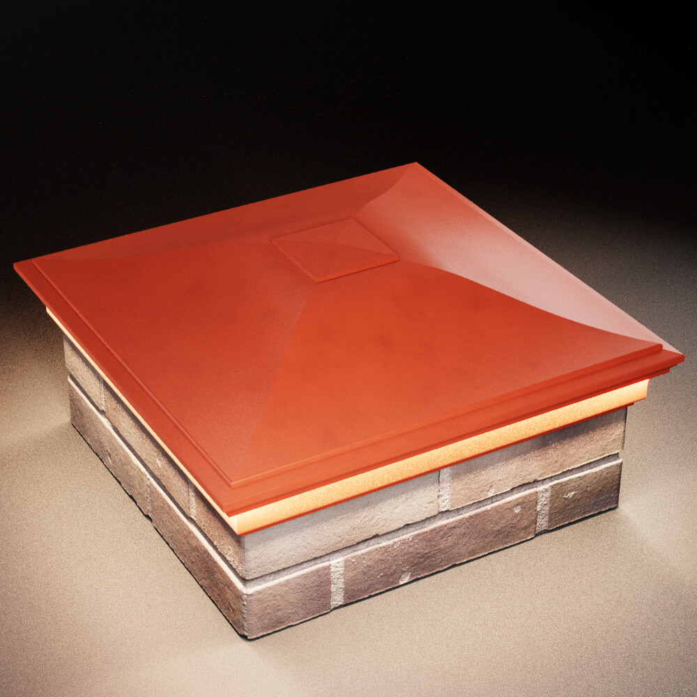 Колпак Zking Монблан Красный на столб 2х2 кирпича (515х515мм) c подсветкой